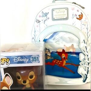 Loungefly Exclusive Mini Backpack w/ Funko Pop Disney Bambi on ice - Lenticular